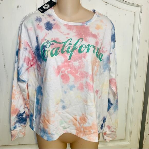 - NWT CALIFORNIA TIE DYE LOGO SWEATSHIRT YOGA LOUNGEWEAR S - Picture 1 of 8